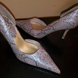 DIBA PURPLE REPTILE PRINT HEELS